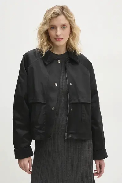 Bunda Answear.LAB dámská, černá barva, přechodná, oversize