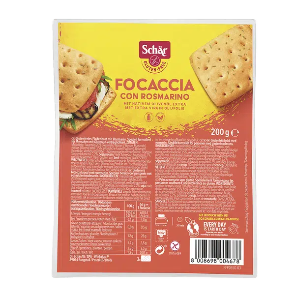 SCHÄR Focaccia con rosmarino pečivo bez lepku 200 g