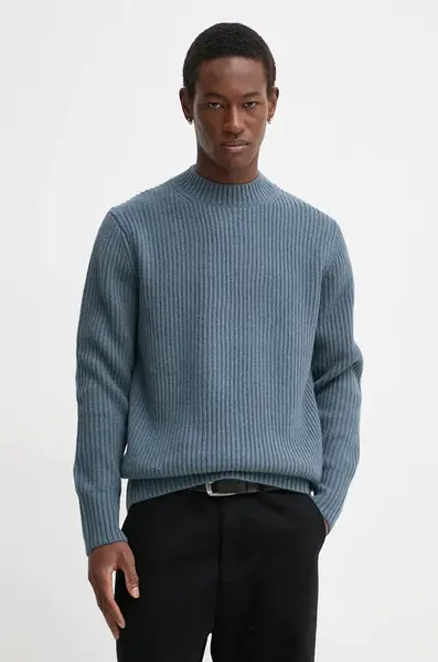 Vlněný svetr G-Star pánský, šedá barva, hřejivý, D23731-D447