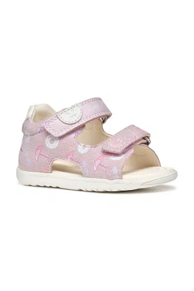 Semišové sandály Geox SANDAL MACCHIA růžová barva