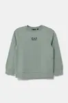 Dětská bavlněná mikina EA7 Emporio Armani zelená barva, s potiskem, 7B000025 AF10380