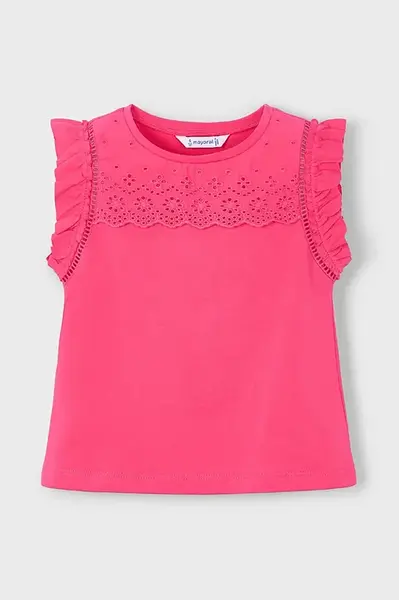 Dětské bavlněné tričko Mayoral růžová barva, 3020