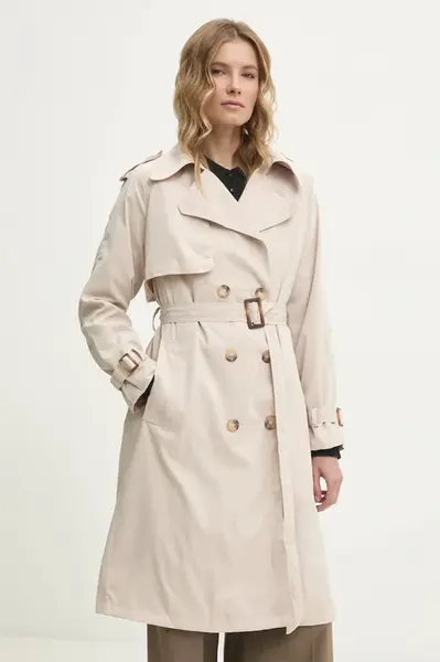 Trench kabát Answear.LAB dámský, béžová barva, přechodný