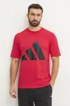 Bavlněné tričko adidas Essentials červená barva, s potiskem, JE8934