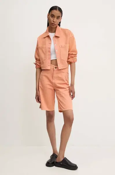Džínové šortky Answear.LAB dámské, oranžová barva, hladké, high waist