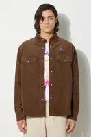 Manšestrová košile ICECREAM Needle Cord Shirt hnědá barva, regular, IC24221