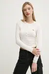 Tričko s dlouhým rukávem Abercrombie & Fitch béžová barva, KI139-4667