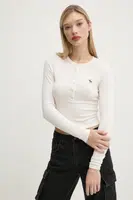 Tričko s dlouhým rukávem Abercrombie & Fitch béžová barva, KI139-4667