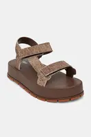 Sandály Melissa FLOWING PLATFORM DENIM dámské, hnědá barva, na platformě, M 36132