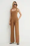 Plátěný overal A.L.C. Isabel hnědá barva, s kulatým průkrčníkem, 4JUMP00173