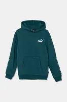 Dětská mikina Puma ESS Tape Hoodie zelená barva, s kapucí, hladká, 848818