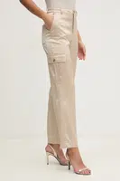 Kalhoty Dkny dámské, béžová barva, jednoduché, high waist, DJ4P3011