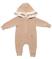 Baby Nellys Teplákový overal s kapucí a volánkem, Bunny - cappuccino, v 80