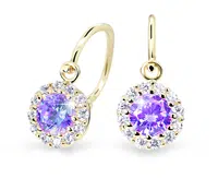 Cutie Jewellery Krásne detské náušnice zo žltého zlata C2745-10-X-1 fialová