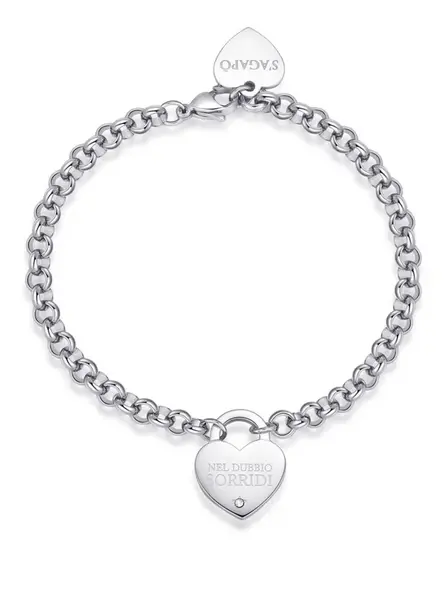 S'Agapõ Slušivý oceľový náramok so srdiečkom Be My Always SBM79