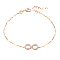 Beneto Ružovo pozlátený strieborný náramok s kryštálmi AGB483 / 20-ROSE