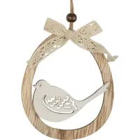 Anděl Vajíčko drevené ploché na zavesenie 11 cm Vtáčik