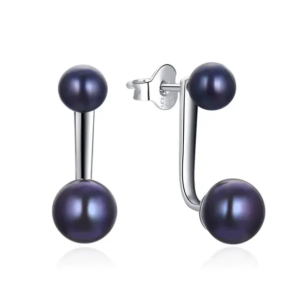 MOISS Elegantní stříbrné náušnice s perlou 2v1 E0004867