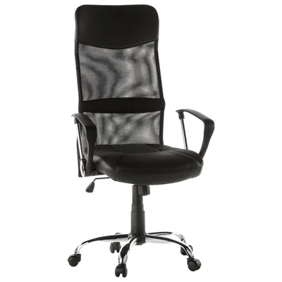 MID.YOU OTOČNÁ ŽIDLE, vzhled kůže, síťovina, černá, barvy chromu