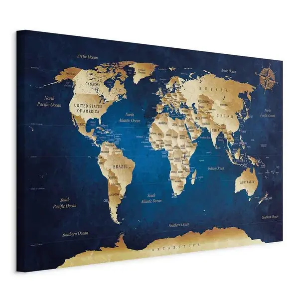 artgeist MALBA NA PLÁTNĚ, mapa světa, 60/40/1,2 cm