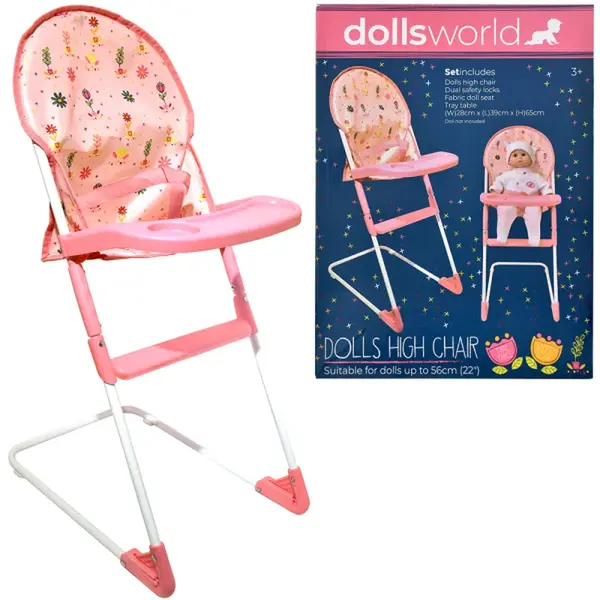 Dolls World - Skládací jídelní židlička pro panenky 56 cm