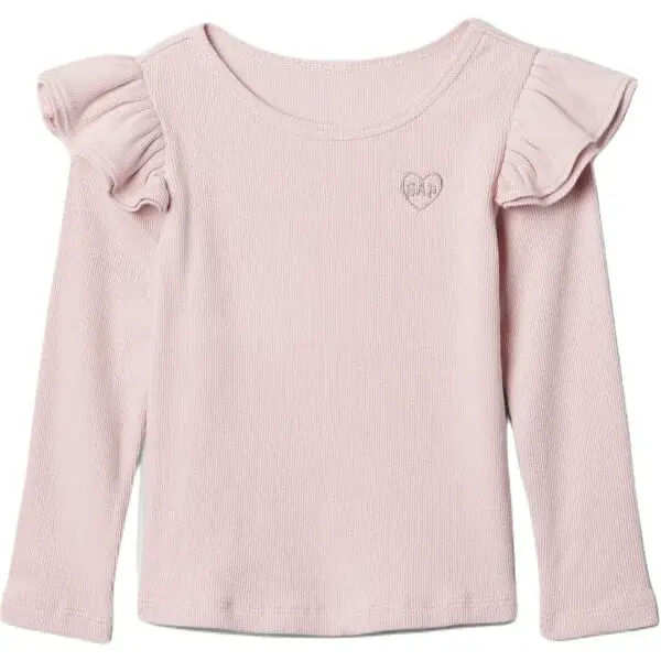 GAP V-JPN LONGSLEEVE BABY Dívčí triko, růžová, velikost 2Y