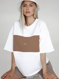 Madmext Tričko  hnedá / biela