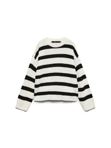 VERO MODA Sveter 'VMLEA'  čierna / biela