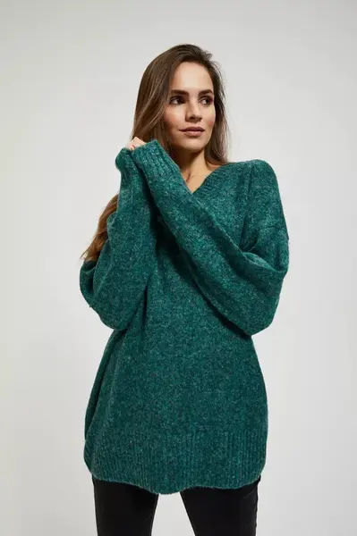 Hladký svetr s výstřihem do V