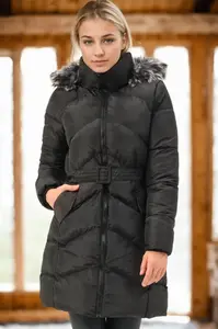 Z6768 DEWBERRY WOMEN'S COAT-DARK BLACK