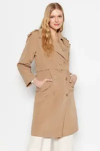 Trendyol Mink Oversize páskový trenčkot