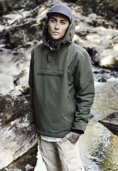 Padded Jacket Pull Over Olive