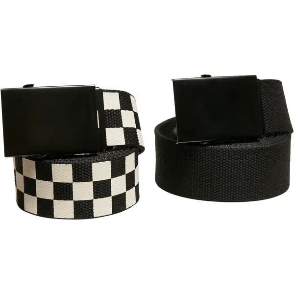 Check And Solid Canvas Belt 2-Pack black/offwhite