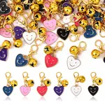 30Pcs 6 Style Alloy Enamel Heart with Smiling Face Pendant Decorations