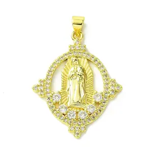 Brass Micro Pave Clear Cubic Zirconia Pendants