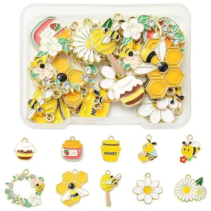 20Pcs 10 Styles Alloy Enamel Pendants