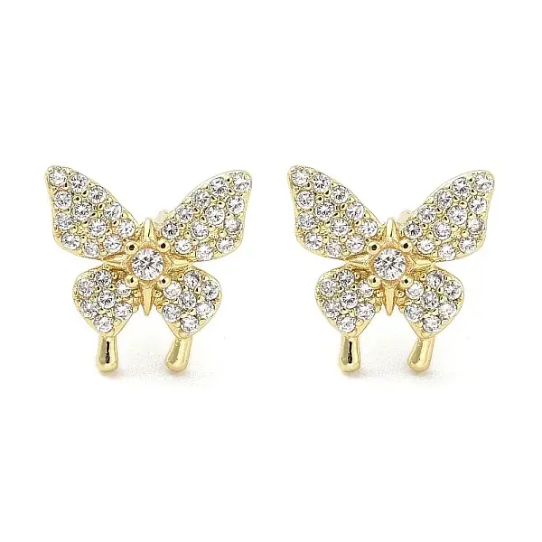 Rack Plating Brass Micro Pave Clear Cubic Zirconia Stud Earrings for Women