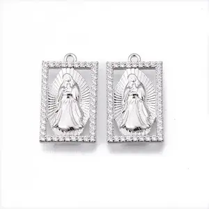 Brass Micro Pave Clear Cubic Zirconia Pendants