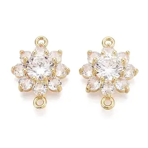 Brass Pave Clear Cubic Zirconia Connector Charms