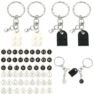 DIY Alphabet Alloy Enamel  & Building Blocks Resin Pendant Keychain Making Kits
