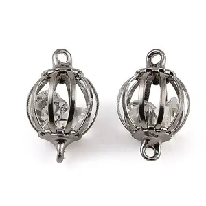 Iron Hollow Lantern Bead Cage Connector Charms