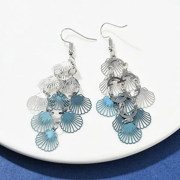 430 Stainless Steel Shell Shape Dangle Earrings