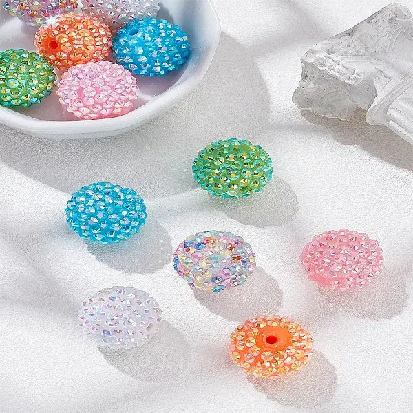 12Pcs 6 Colors Resin Rhinestone Beads