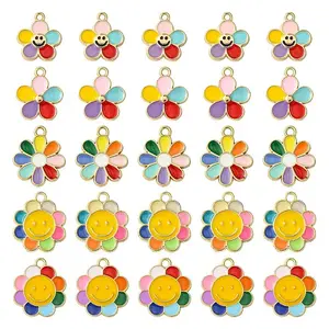 30Pcs 5 Styles Alloy Enamel Pendants