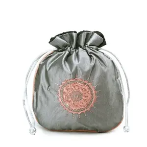 Chinese Style Rectangle Brocade Drawstring Bags