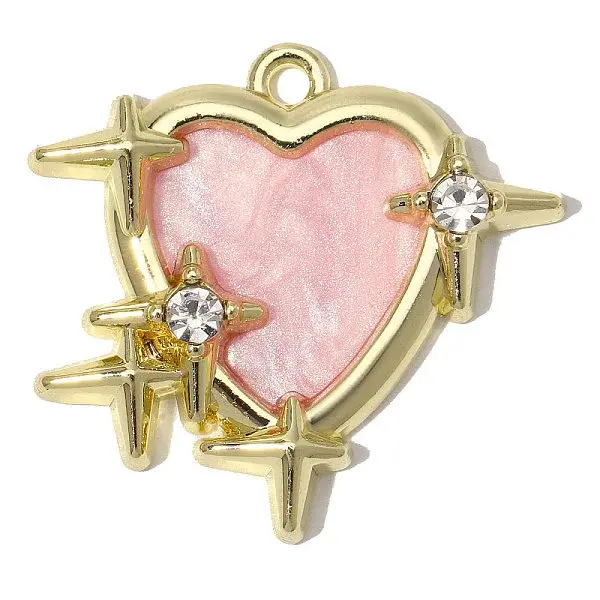 Zinc Alloy with Pink Enamel Pendants
