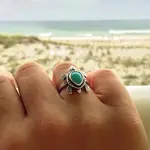 Retro Alloy and Synthetic Turquoise Finger Rings