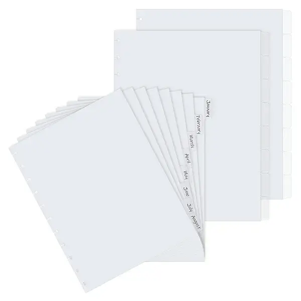 Plastic Index Tab Divider Sheets for Discbound Notebooks