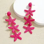 Alloy Raffia Starfish Dangle Stud Earrings