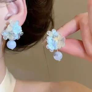 Resin Flower Stud Earrings for Women